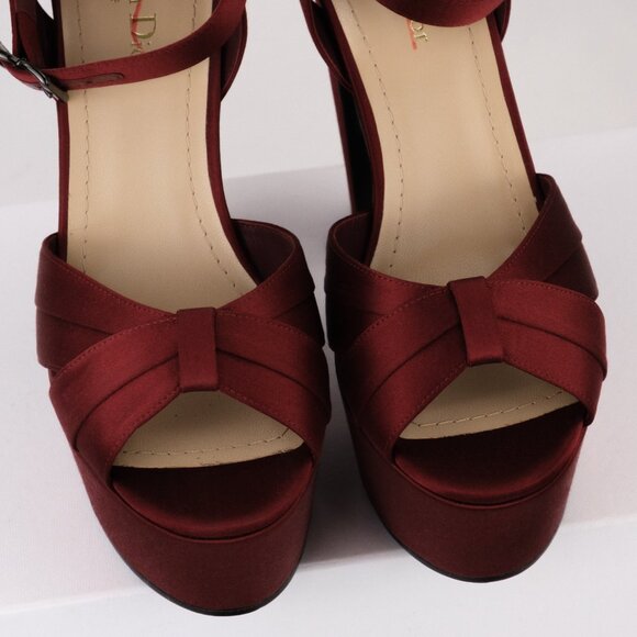 DIOR Muse Dior Satin Platform Heels, Ruby Red, EU 38 / US 8 - Picture 10 of 13